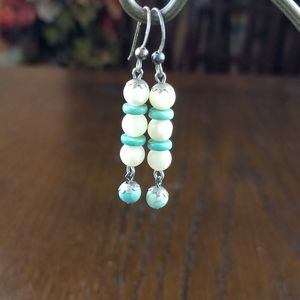 Reduced: Handcrafted Turquoise & MOP Earrings.